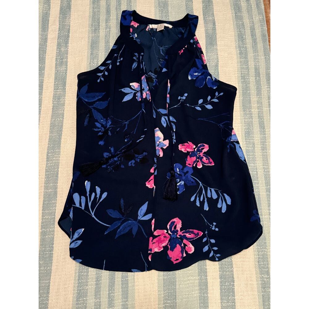 c&e women’s size is x-small floral sleeveless blouse - Picture 2 of 7